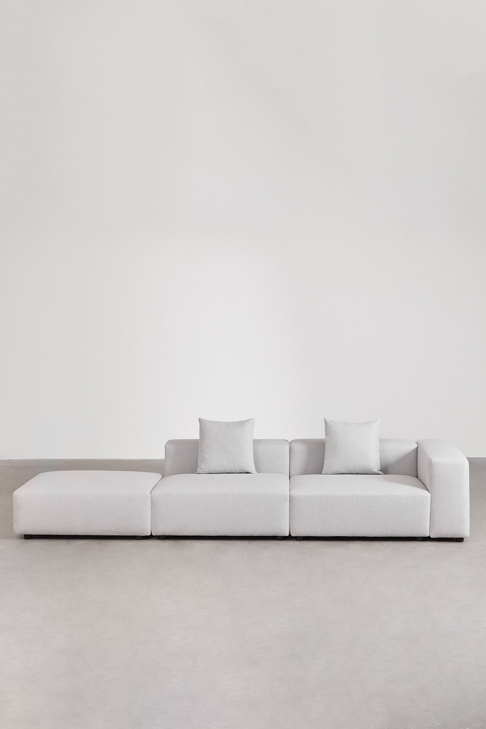 Bruna modulaire hoekbank met hoge armleuning en poef ↔︎345 cm, galerij beeld 4