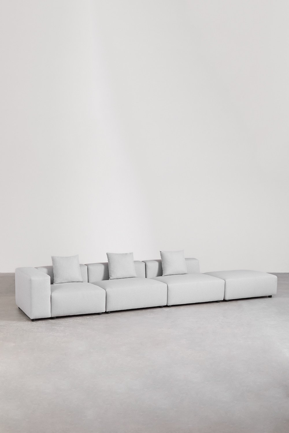 Bruna modulaire hoekbank links met 3 delen met hoge armleuning en poef ↔︎450 cm, galerij beeld 3