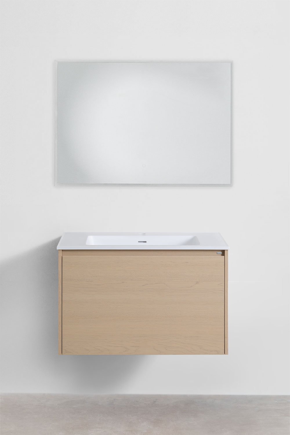 Hangend badkamermeubelset 80x50 cm van hout met geïntegreerde wastafel Jacob, galerij beeld 2