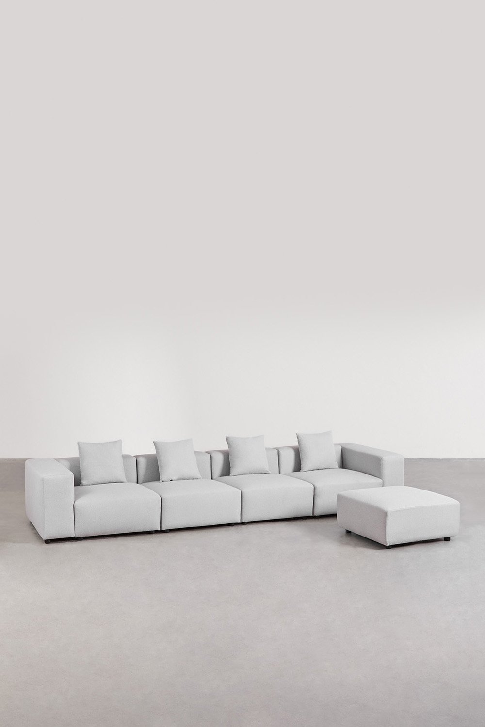 Bruna modulaire 4-delige bank met hoge armleuning en poef ↔︎400 cm, galerij beeld 3