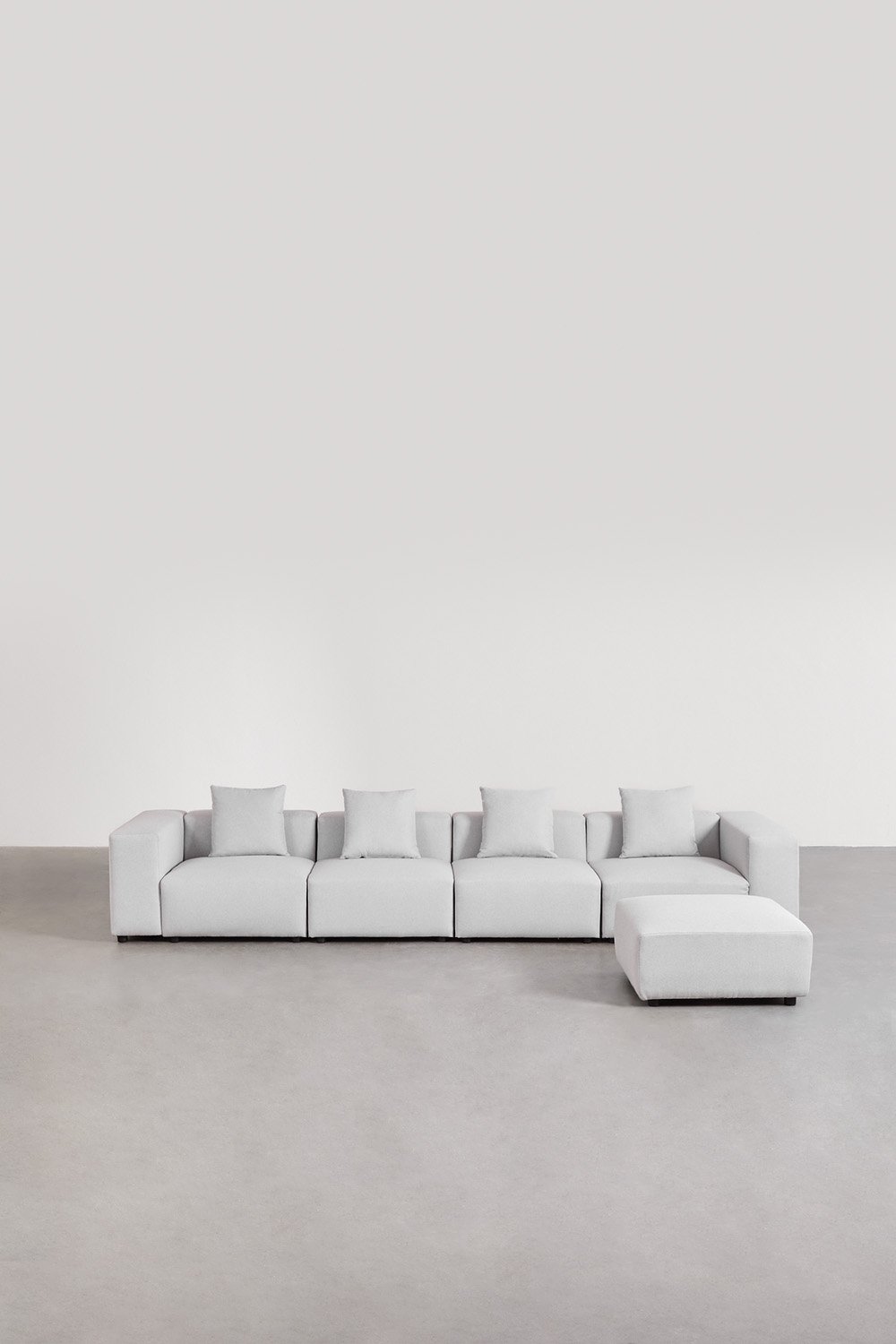 Bruna modulaire 4-delige bank met hoge armleuning en poef ↔︎400 cm, galerij beeld 4