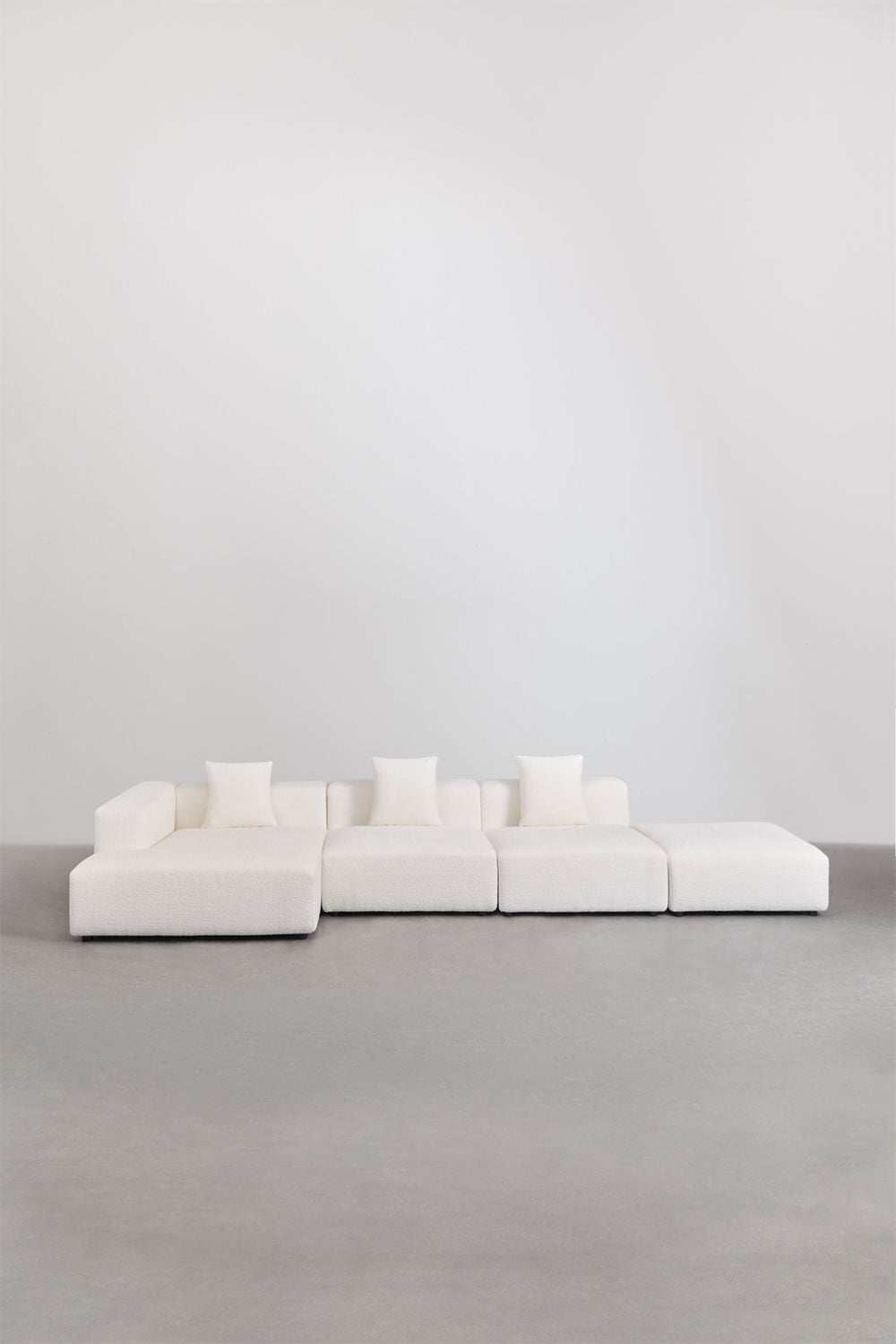 Bruna modulaire hoekbank met chaise longue links, 3-delig met poef ↔︎450 cm, galerij beeld 3