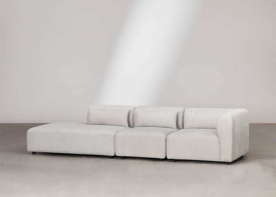 Fogler 3-delige modulaire hoekbank met chaise longue links - Stof Lichtgrijze