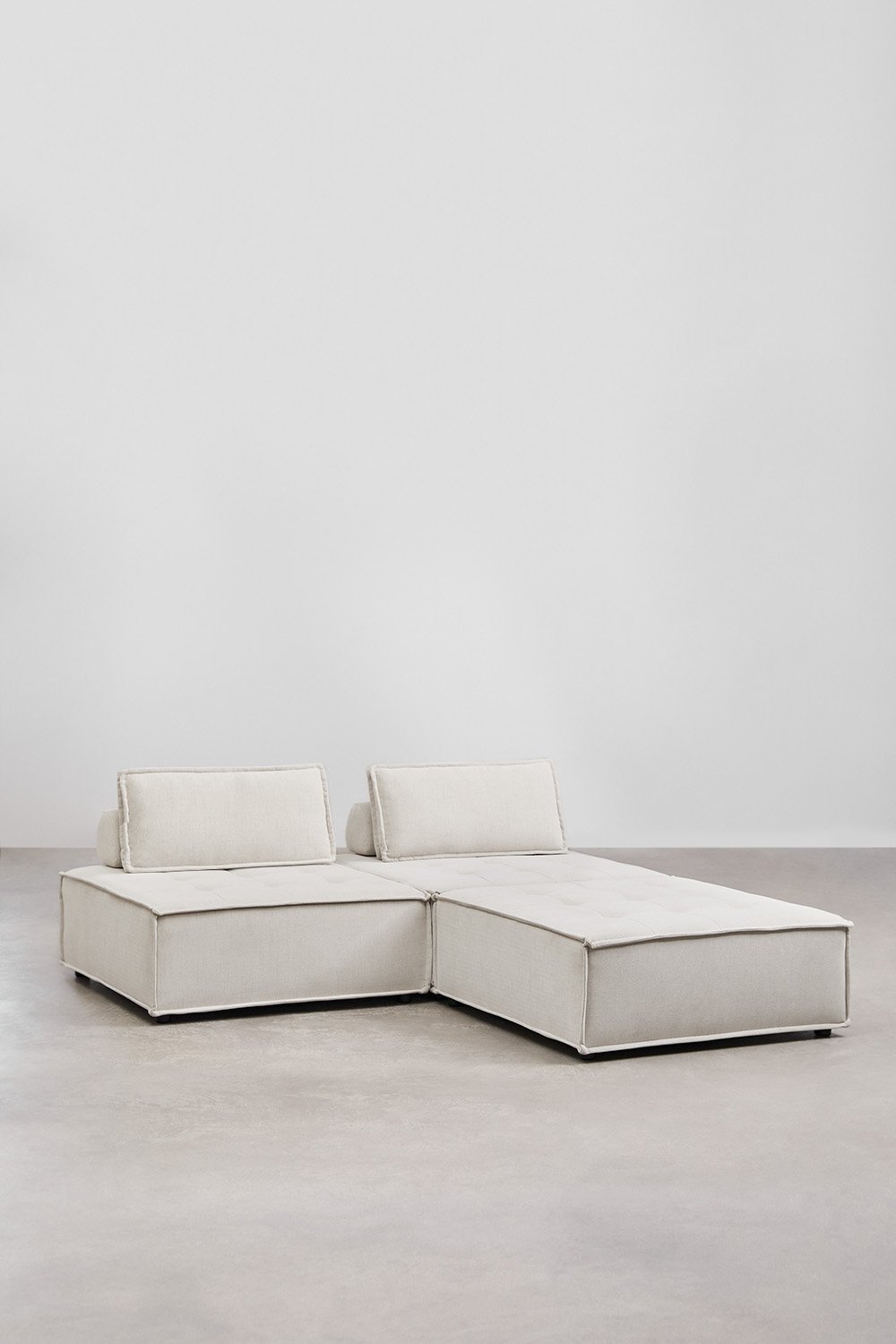 Modulaire 3-delige chaise longue zitbank in Vermont-stof, galerij beeld 1