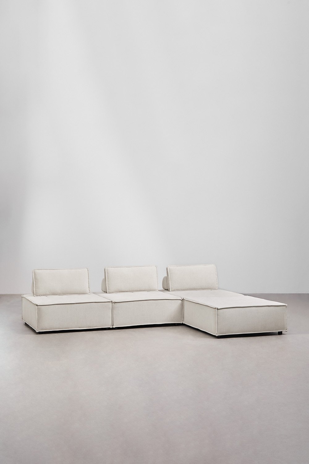 4-delige modulaire chaise longue-bank in Vermont-stof, galerij beeld 1