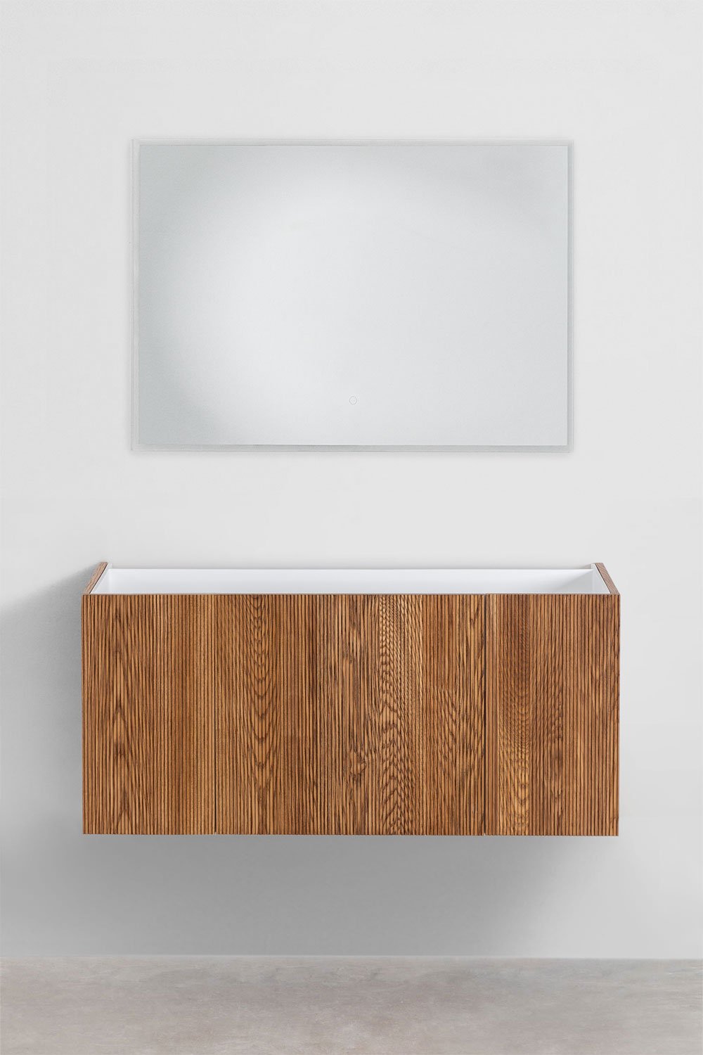 Conjunto vanité zwevend 120x50 cm in hout met geïntegreerde wastafel Fiore, galerij beeld 2