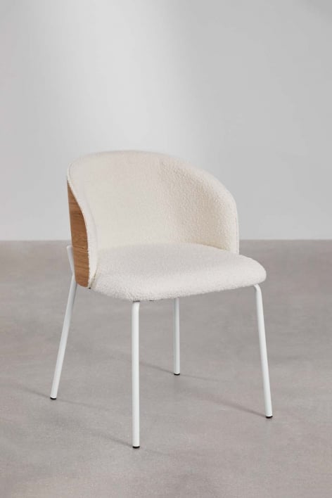 Pack van 4 eetkamerstoelen in bekleed hout Amieva