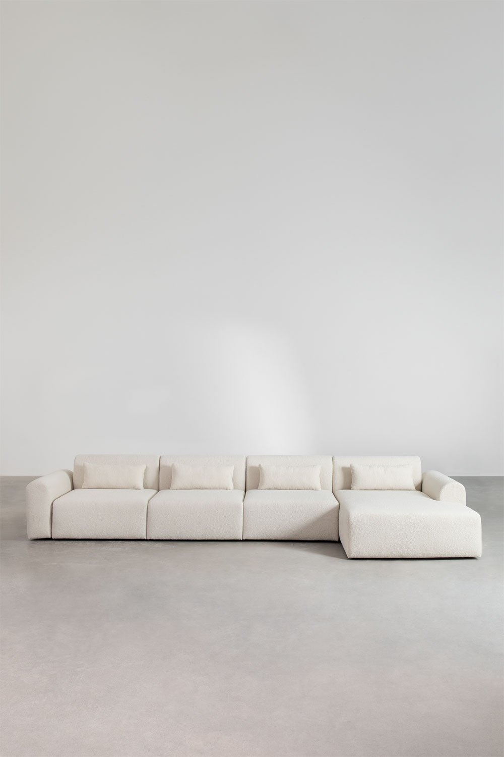 Modulaire 4-delige chaise longue bank rechts, uitgevoerd in Borjan shearling, galerij beeld 4