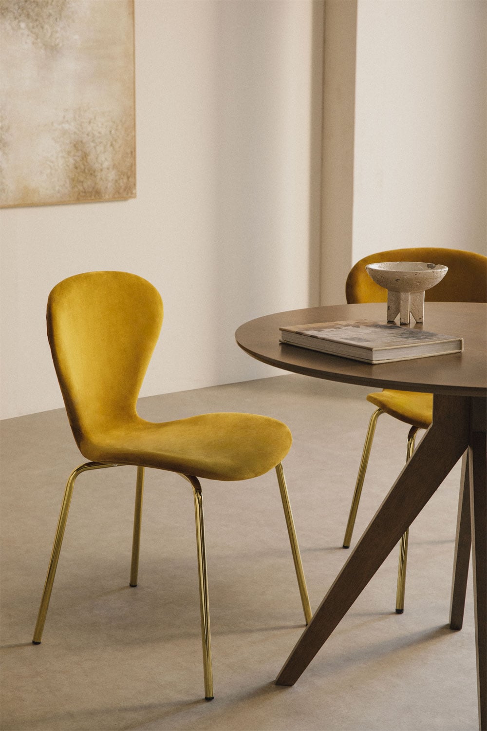 Set van 2 stapelbare eetkamerstoelen van fluweel, galerij beeld 1