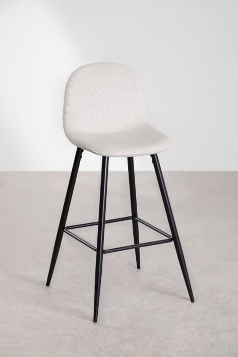 Set van 2 hoge krukken 75 cm van linnen beige ribstof en zwarte poten Glamm