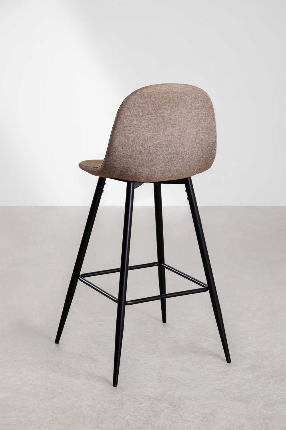 Hoge kruk 75 cm van taupe grijs stof en zwarte poten Glamm, galerij beeld 3