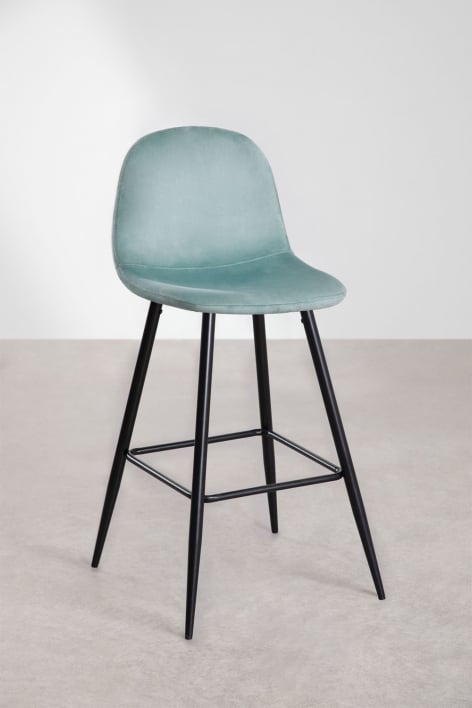 Hoge kruk 75 cm van sparren groen fluweel en zwarte poten Glamm - Grün Tanne