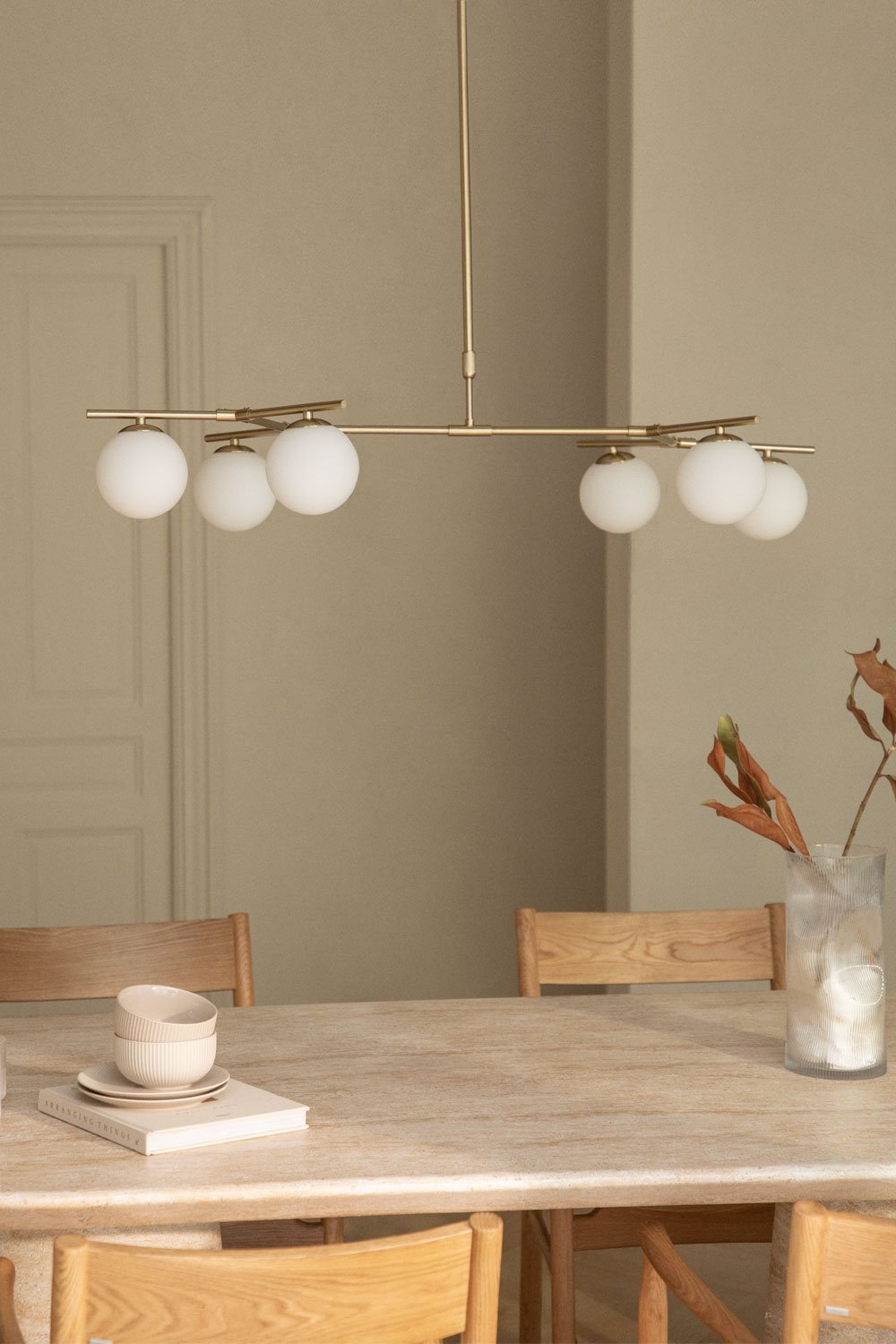 Plafondlamp met 6 glazen slingerbollen, galerij beeld 1