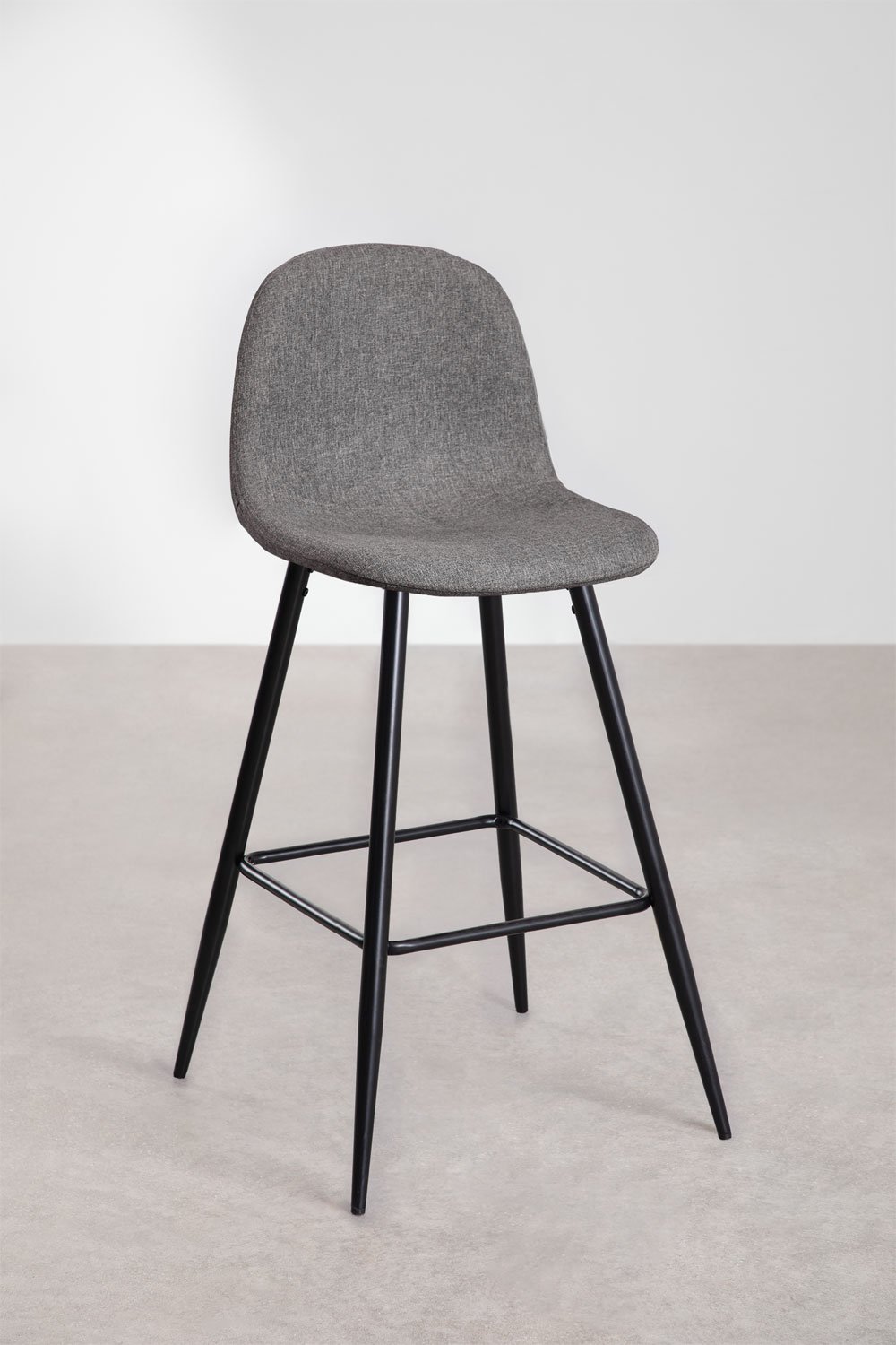 Set van 4 hoge krukken 75 cm van antraciet grijs stof en zwarte poten Glamm, galerij beeld 1