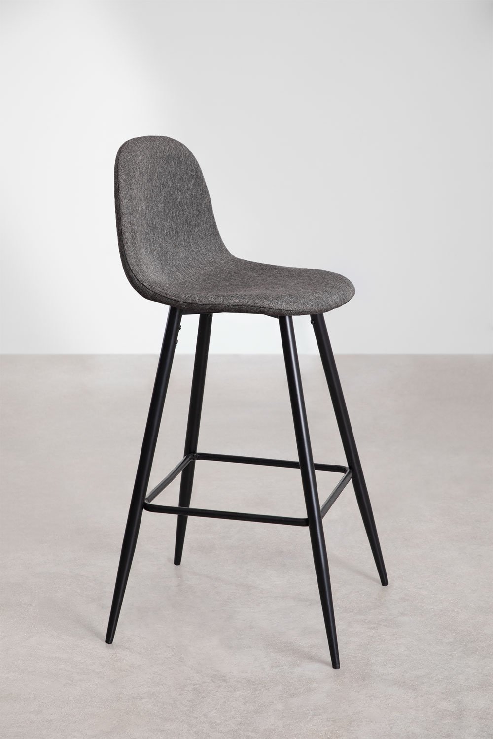 Set van 4 hoge krukken 75 cm van antraciet grijs stof en zwarte poten Glamm, galerij beeld 2