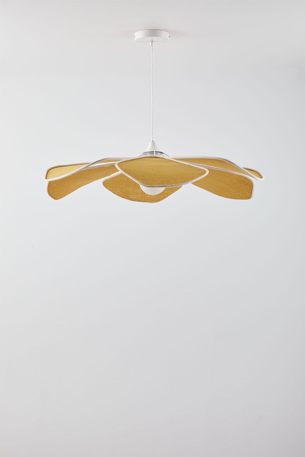 Plafondlamp Ø75 cm in honinggeel linnen - beige linnen Benavid, galerij beeld 3
