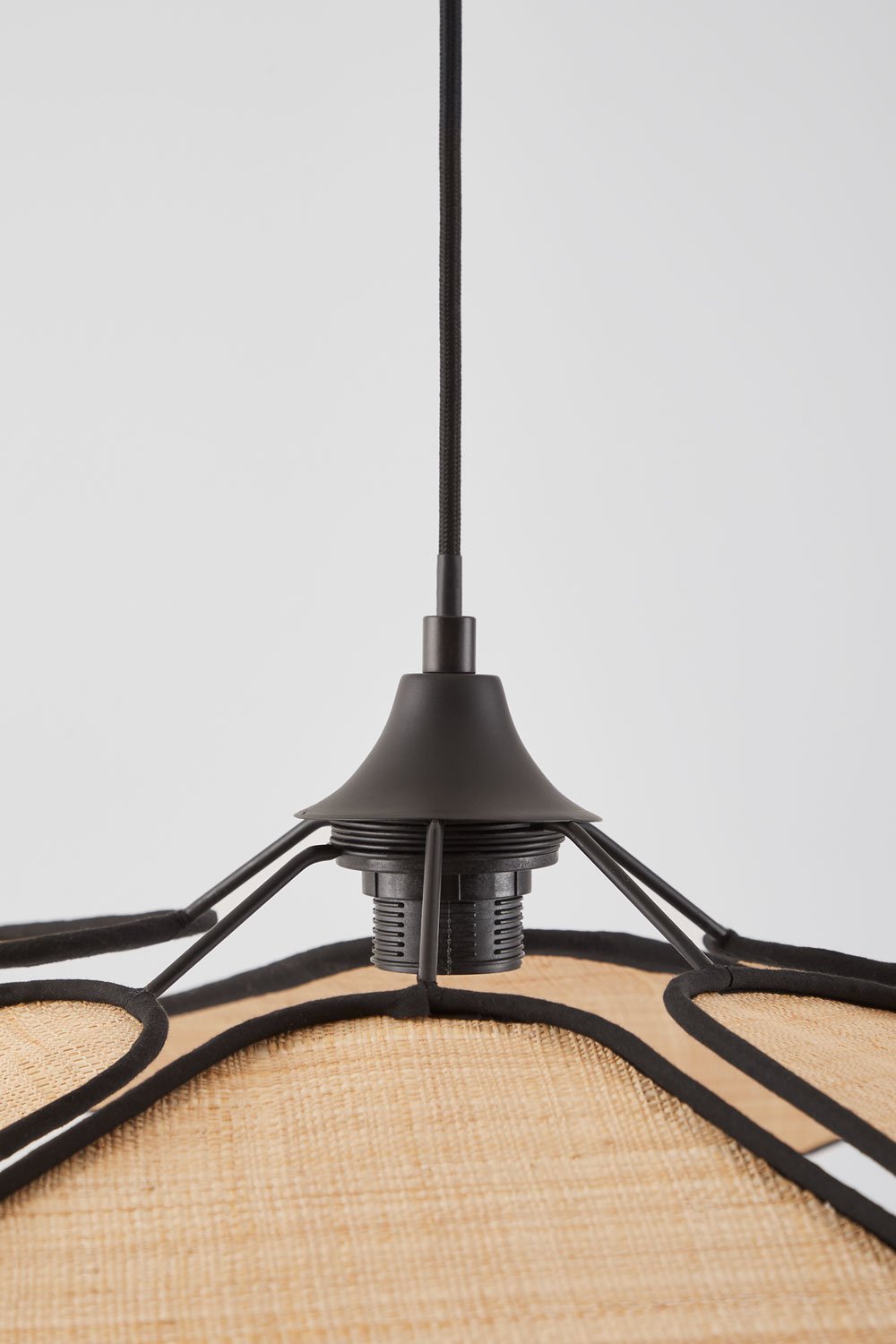 Plafondlamp Ø75 cm in natuurlijke raffia - zwart Benavid, galerij beeld 4