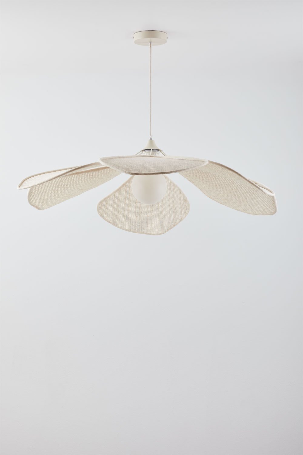 Plafondlamp  Ø100 cm van crèmekleurig beige linnen en katoen Benavid , galerij beeld 3