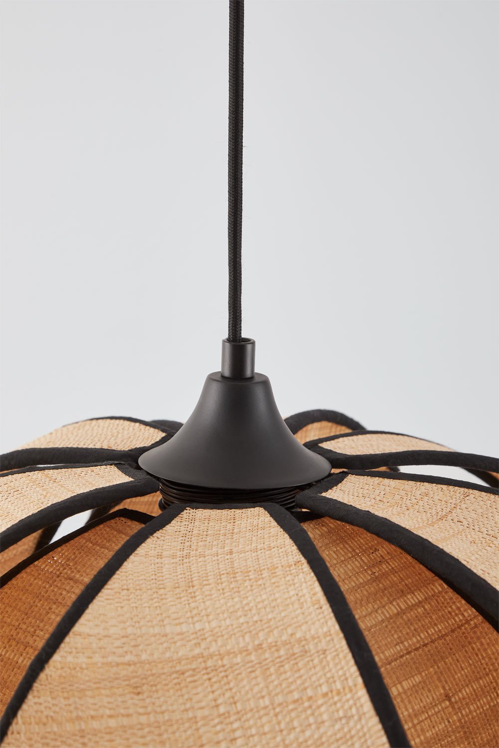 Plafondlamp Ø50 cm in natuurlijke raffia - zwart Vidson, galerij beeld 6