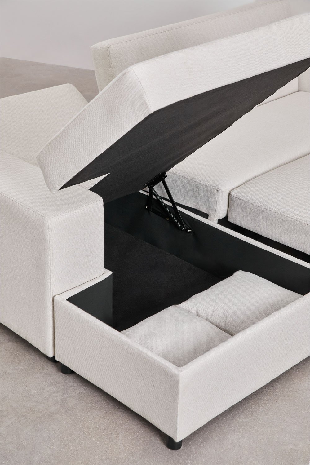 3-zits chaise longue slaapbank links in Umay-stof, galerij beeld 11