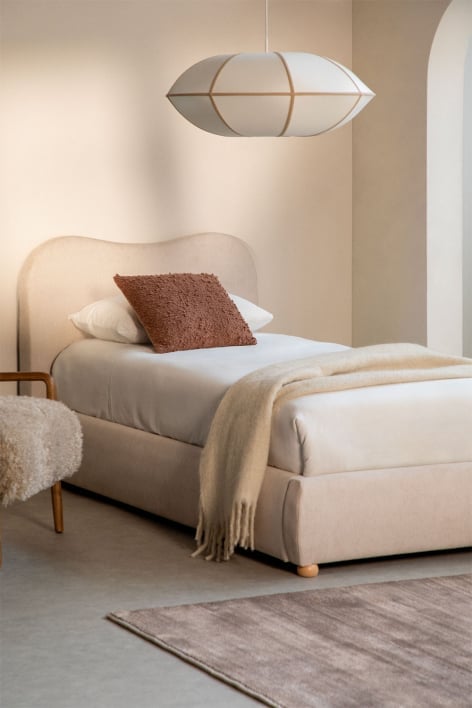 Bed voor matras 90x190cm met opklapbed in crèmekleurige stof Winselet - Stof Crème Beige