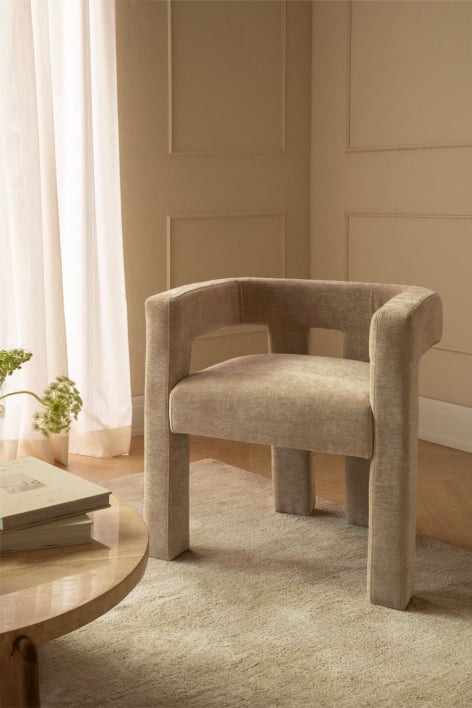 Liara fauteuil - Vanille Geel Chenille Stof