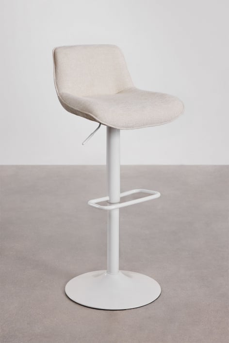 Set van 2 verstelbare hoge krukken met rugleuning van tapiocabeige stof en witte poten Igarasi - Wit - Tapioca beige