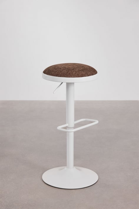 Set van 2 verstelbare hoge krukken van chocoladebruine stof en witte poten Igarasi - Bruin – chocolade - Wit