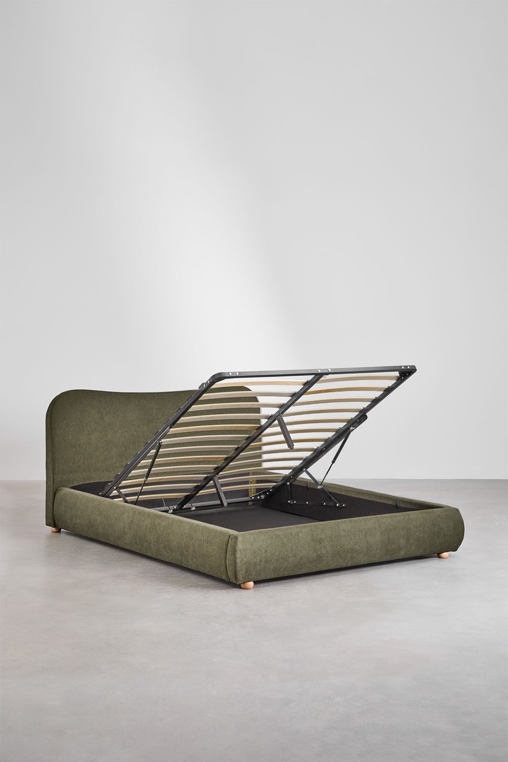 Bed voor matras 180x200cm met opklapbed in Salvia Groen stof Winselet, galerij beeld 3