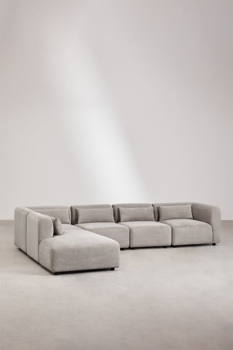 Fogler 5-delige modulaire bank met chaise longue links - Corduroy Grijs – taupe – koel