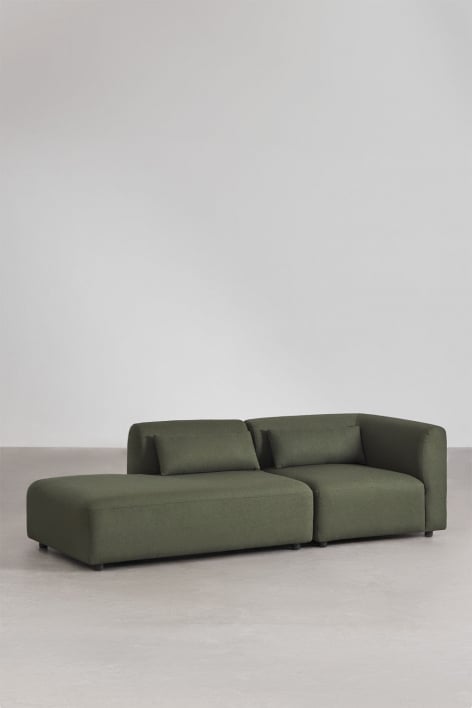Fogler 2-delige modulaire hoekbank met chaise longue links - Chenille Groen – Salie