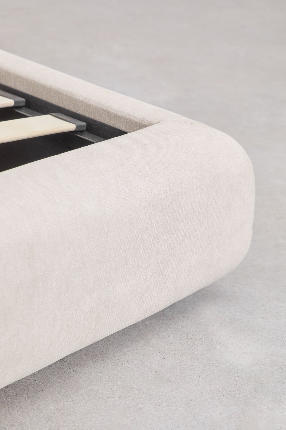 Bed voor matras 160x200cm met opklapbed in crèmekleurige stof Norena, galerij beeld 6