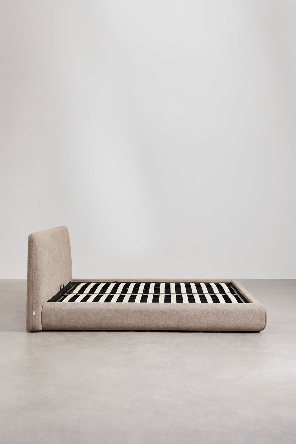 Bed voor matras 160x200cm met opklapbed in zandbruine stof Norena, galerij beeld 4