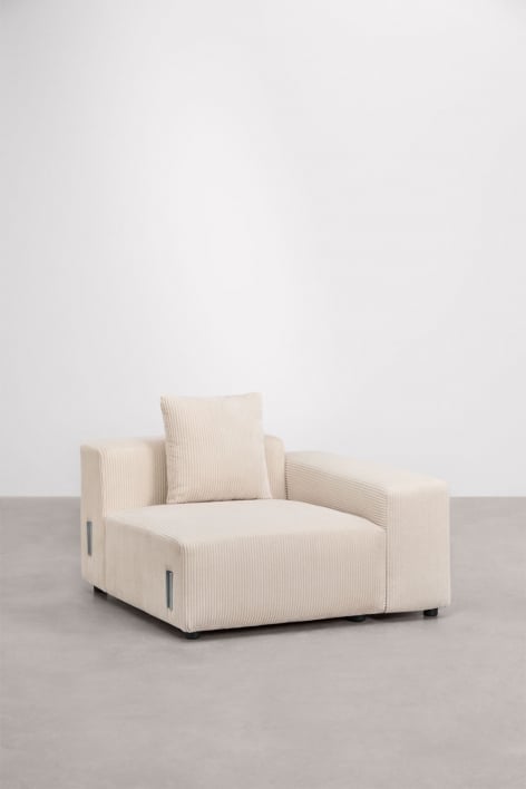 Hoekmodule rechts (115x113 cm) met lage armleuning en kussen voor modulaire bank Bruna