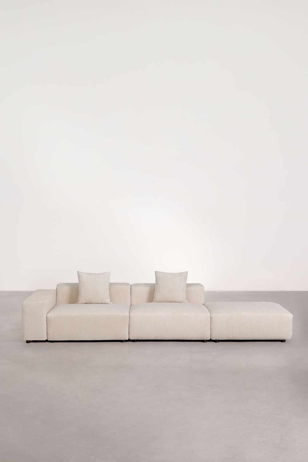 Modulaire hoekbank links 2-delig met lage armleuning en poef ↔︎345 cm Bruna, galerij beeld 3