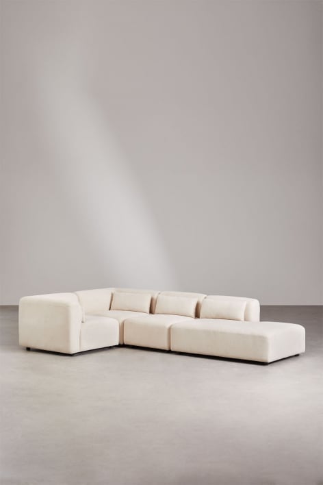 Fogler 4-delige modulaire hoekbank met chaise longue rechts - Corduroy Beige – linnen