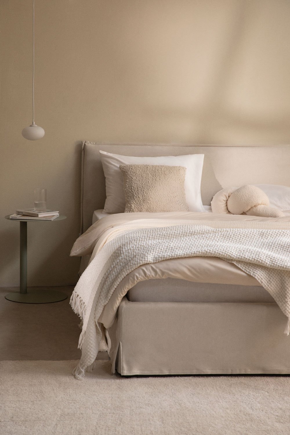 Bed voor matras 180x200cm met opklapbed in gebroken wit Lorea, galerij beeld 1