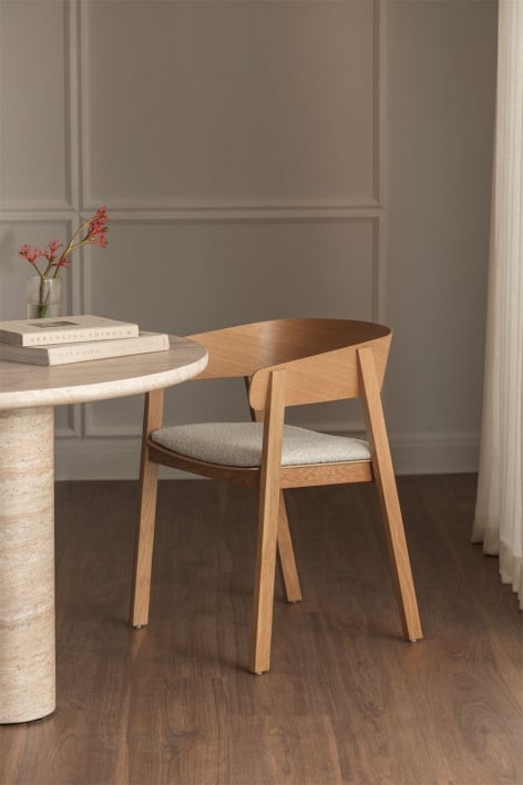 Olsen houten eetkamerstoel - Bouclé Wit