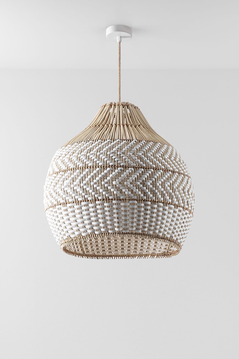 Gevlochten rotan hanglamp Llaury, galerij beeld 1