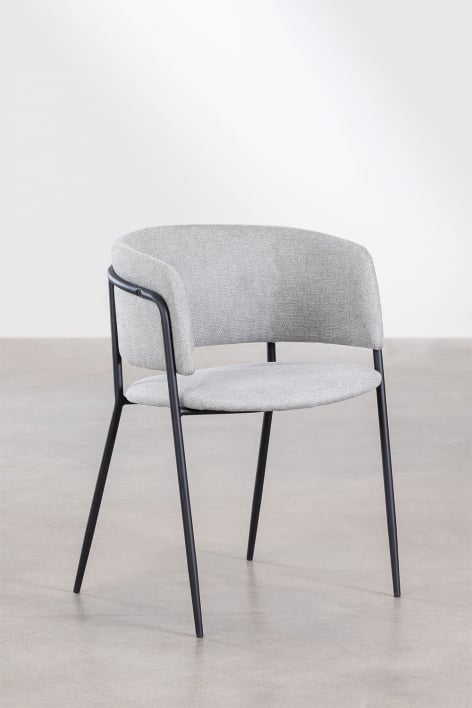 Set van 2 Nalon gestoffeerde eetkamerstoelen - Stof Lichtgrijze