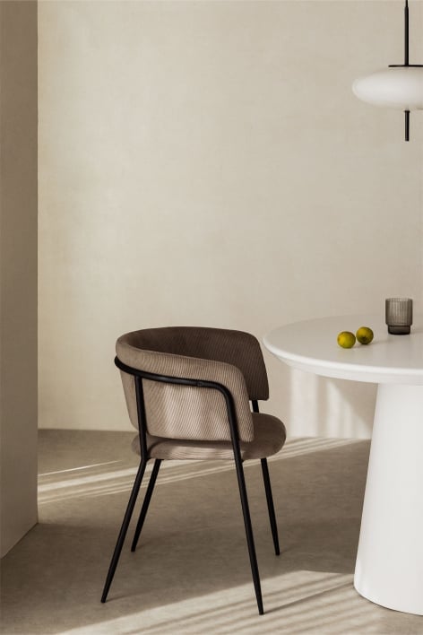 Nalon gestoffeerde eetkamerstoel - Corduroy Grijs – taupe – koel