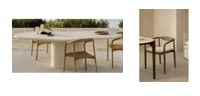 Set de mesa ovalada 230x130 cm en cemento Vaduz y 8 sillas de comedor en madera de acacia Mallory, galerij beeld 1