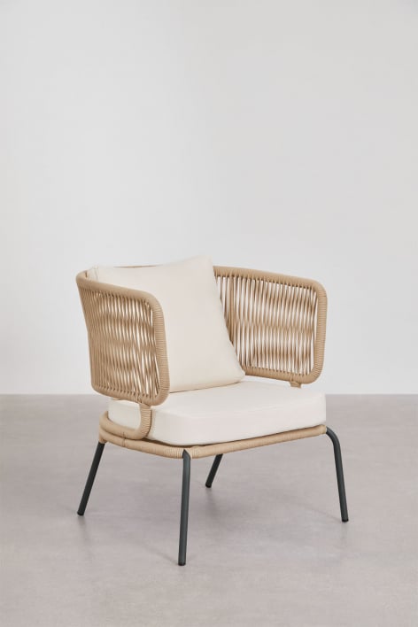 2-pack tuinstoelen van ijzer en gevlochten touw Calipso