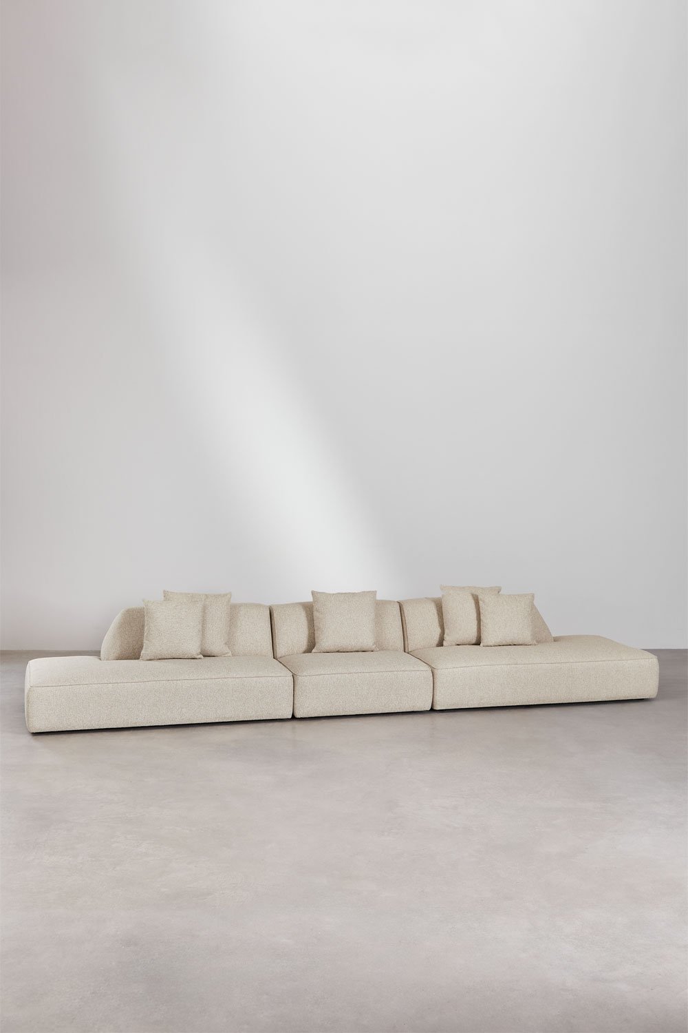 Modulaire 3-delige bank met dubbele chaise longue in bouclé stof Cardea, galerij beeld 1