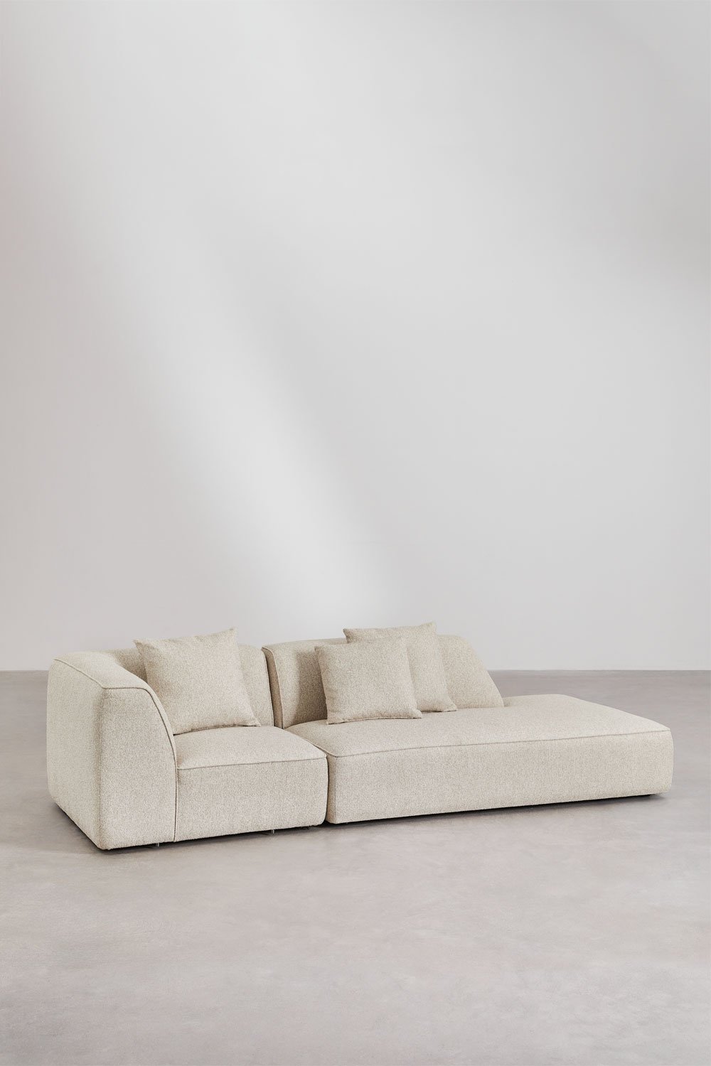 2-delige modulaire hoekbank met chaise longue rechts in boucléstof Cardea, galerij beeld 1