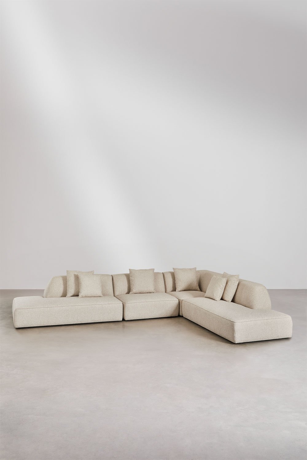 4-delige modulaire hoekbank met dubbele chaise longue in Cardea bouclé stof, galerij beeld 2