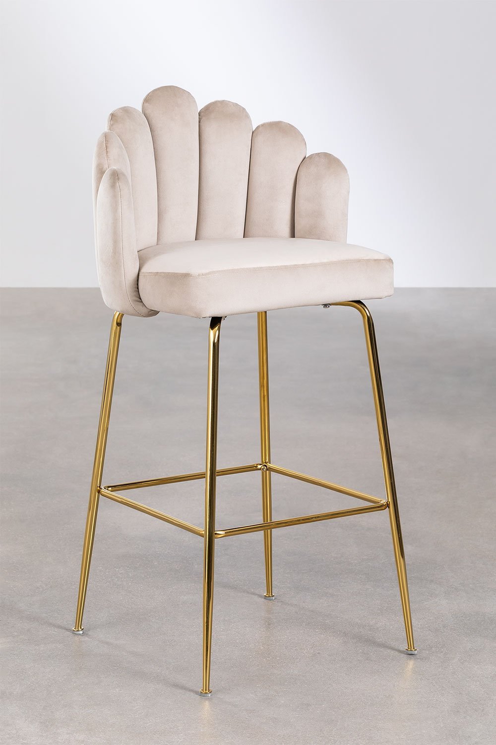 Set van 4 hoge krukken 75 cm van crèmewit fluweel Markina, galerij beeld 1
