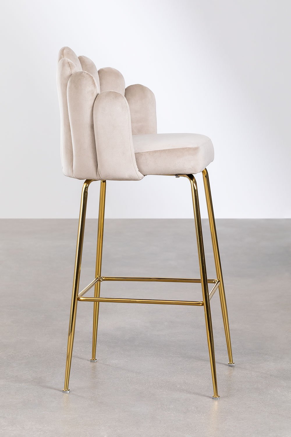 Set van 4 hoge krukken 75 cm van crèmewit fluweel Markina, galerij beeld 2