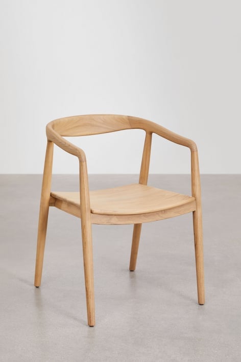 Set van 2 Rokan teakhouten eetkamerstoelen met armleuningen