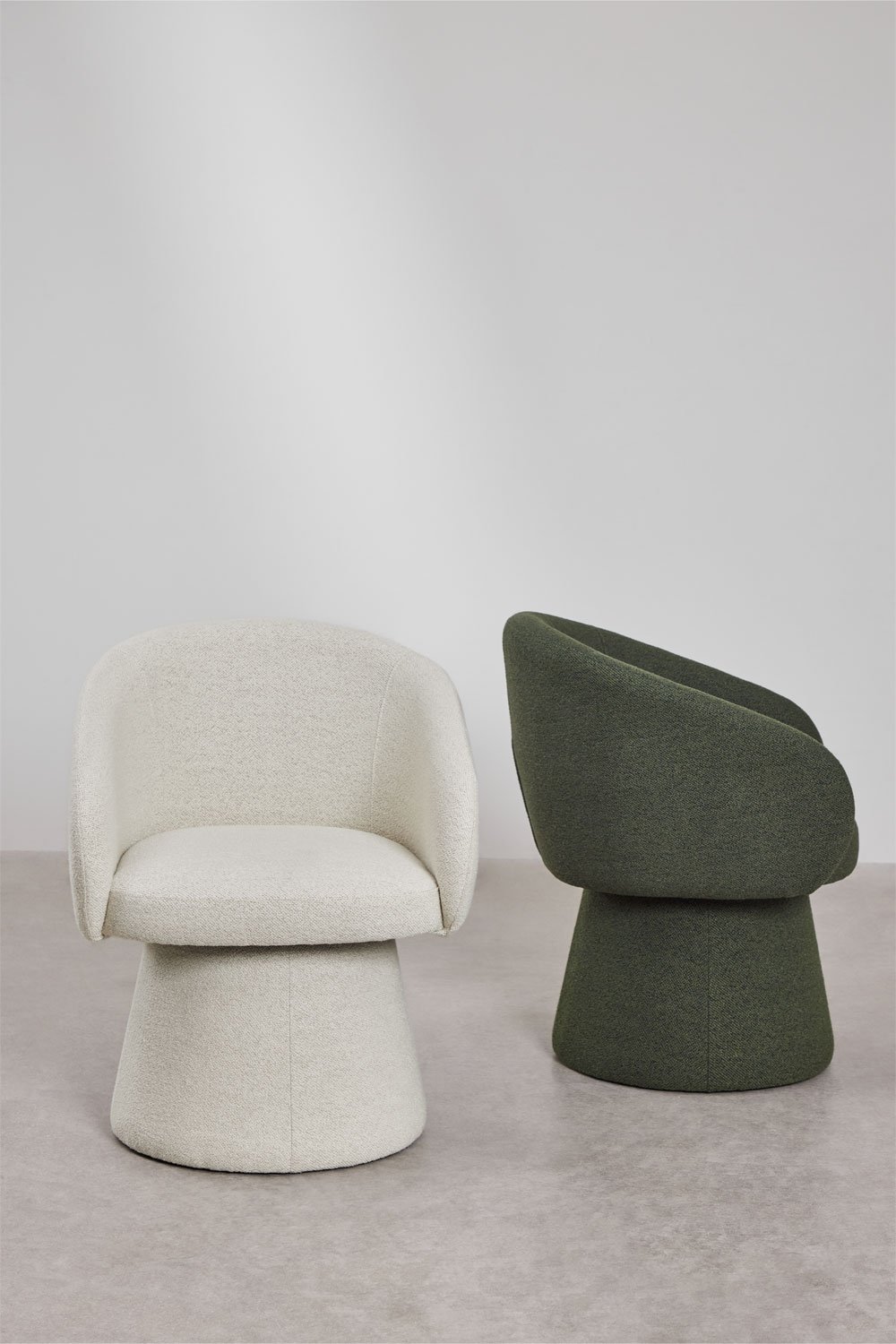 Set van 2 Flavian gestoffeerde draaibare eetkamerstoelen met armleuningen, galerij beeld 9